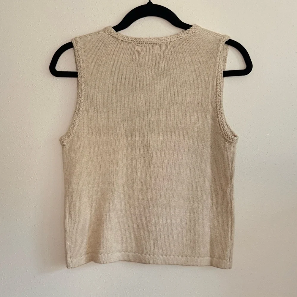 J.Crew NWT Oatmeal Sweater Vest Gold Crest Buttons V-Neck XS
